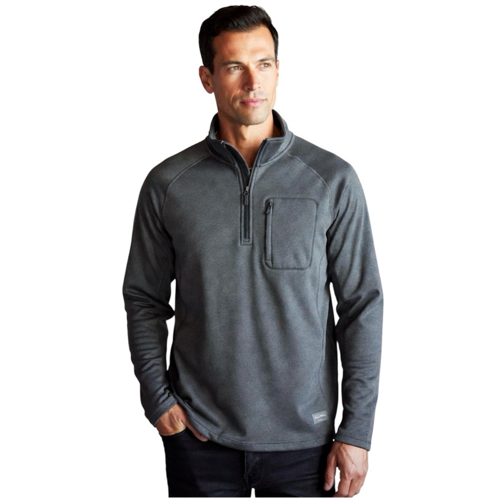 Eddie Bauer Men's Quarter-Zip Gray Fleece Pullover